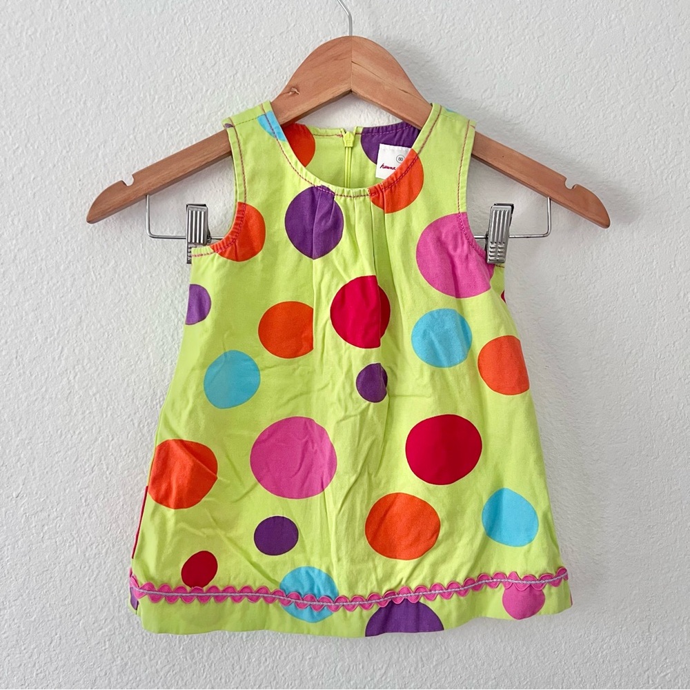 Hanna Andersson Green Polka Dot Sun Dress Sz 80